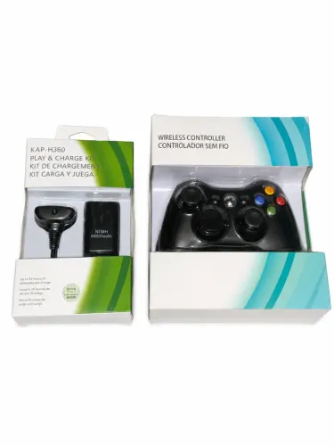Kit Xbox 360 - Controle Sem Fio + Play & Charge Novos na Caixa