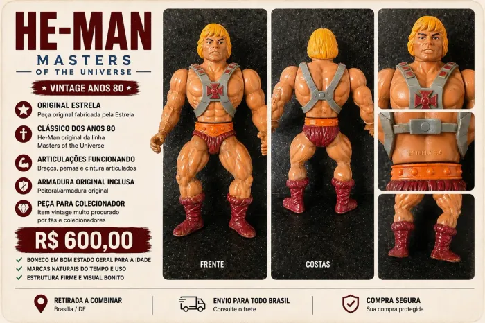 HE-MAN VINTAGE ESTRELA - MASTERS OF THE UNIVERSE