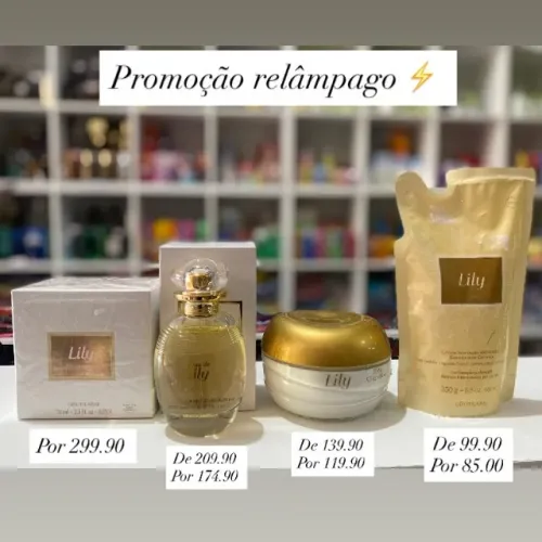 Produtos da Linha Lily tradicional em promoção exclusiva da loja Espaço Variedades.