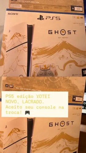 PS5 EDIÇÃO GHOST YOTEI LACRADO. Aceito console ou notebook gamer na troca