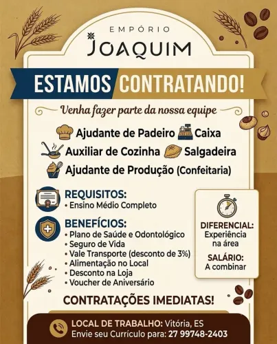 Vagas de emprego grupo Joaquim
