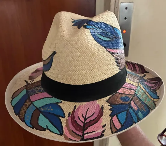 Chapéu de palha costumizado estilo Panamá tamanho 60
