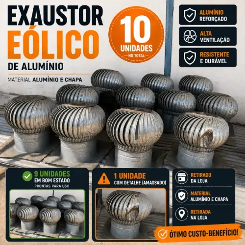10 Exaustor Eólico Alumínio + Chapa Usado - Bom Estado, Retirada na Loja! 