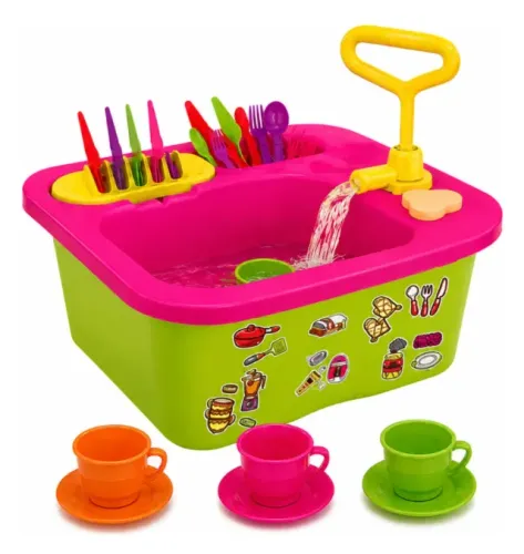 Pia de Cozinha Brinquedo Infantil Acqua Brink Home Play com Torneira que Sai Água