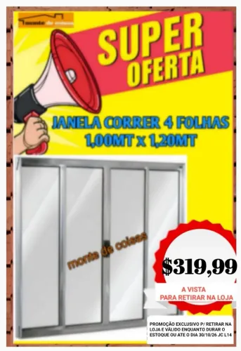 VITRO 4 FOLHAS 100 x 120 ALUMÍNIO BRILHANTE !! PROMOÇÃO !!