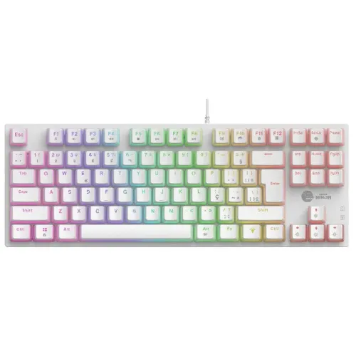 Teclado Mecânico ABNT2 Switch Blue Ninja Gamer Leap Rainbow Branco