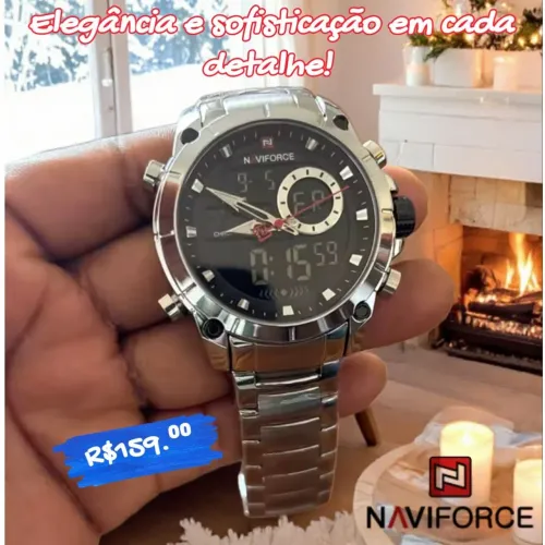 Relógio NAVIFORCE Quartzo Todo em Aço combina um design moderno
