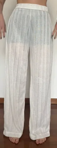 calça pantalona branca praia P loja3