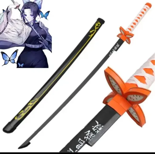 Kimetsu No Yaiba Cosplay: Espada Katana de Bambu Montada Estilo Branco Kochou Shinobu