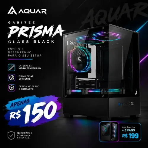 Gabinete Aquário Prisma Black Glass / LACRADO