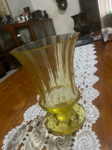 Vaso Moser Original em Cristal Âmbar Assinado - Vintage Década de 60/70
