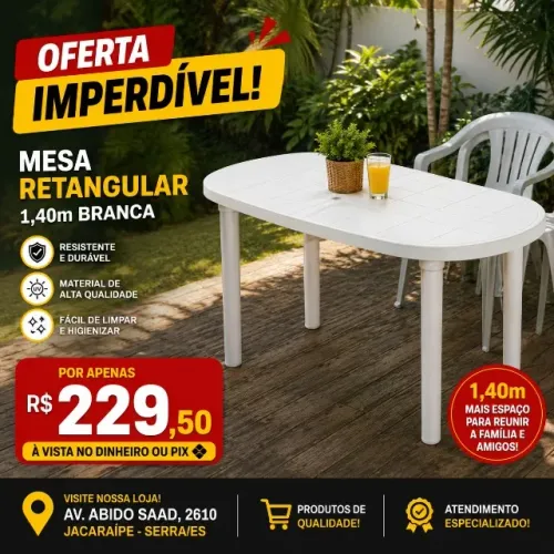 Mesa Plástica 1,40m Branca
