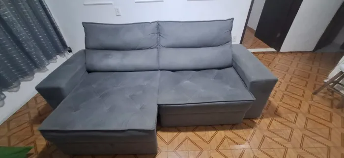 Sofá 4 lugares Linoforte Fassatti Retrátil/Reclinável e Rev Tecido Suede C/230cm d Largura