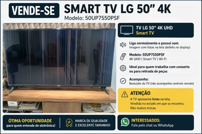 LG Smart TV 50" 4K UHD - Modelo 50UP7550PSF