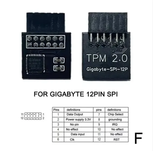 módulo TPM 2.0 gigabyte-SPI - 12 pinos