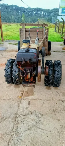Mini trator(Tobata), roda de ferro extra, 2 carretas, rotativa e grade!