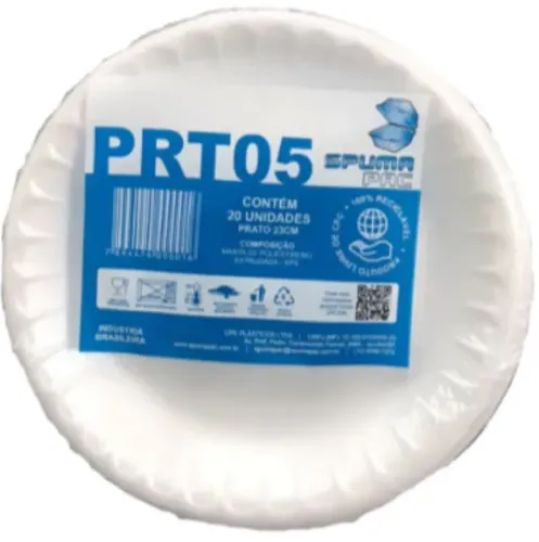 Prato Isopor 23cm Spumapac 20 Unidades Refeição