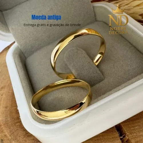 Aliança de casamento com garantia vitalicia na moeda antiga