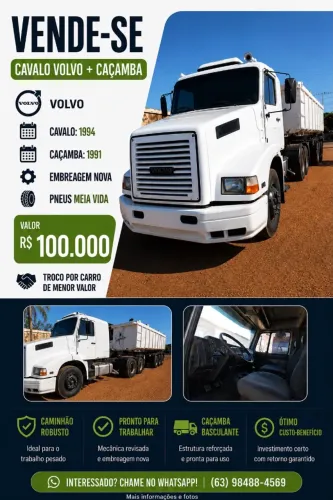 Volvo NL10 1994 + Caçamba Basculante 1991 | Embreagem Nova | Pronto para Trabalhar