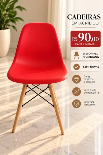 Cadeira mesa jantar vermelha