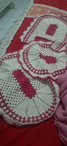 Kit de tapete crochê, para banheiro 