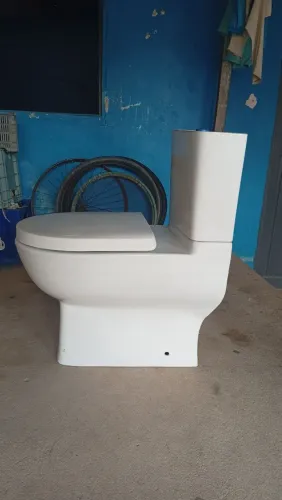 Vaso sanitário obs: está sem a tampa da descarga mas a descarga está funcionando
