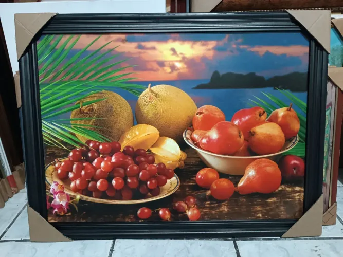 Quadro frutas em frente ao Mar foto serigrafado
