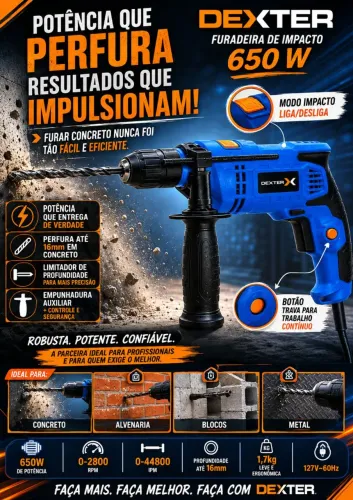 Furadeira de Impacto Dexter 650W