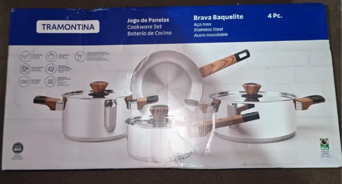 Jogo de Panelas, Tramontina, Inox, 4 Peças lacrado