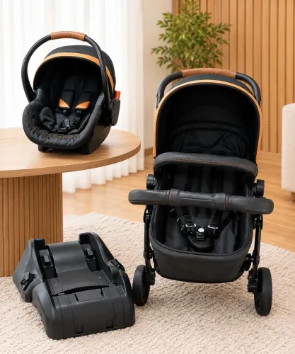 Carrinho com bebê conforto