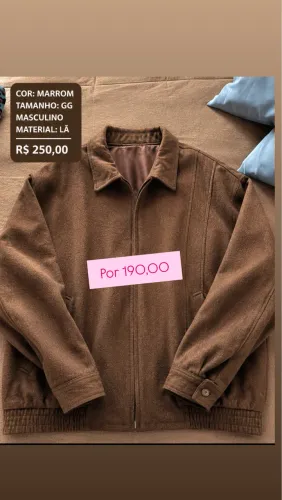 Jaqueta de lã forrada masculina