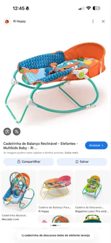 Cadeirinha de Balanço Reclinável - Elefantes - Multikids Baby