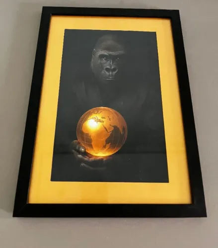 Quadro Decorativo Gorila e o Mundo