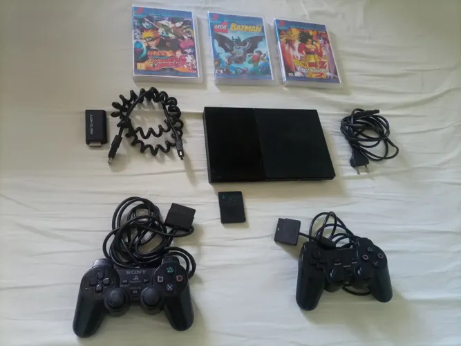 PS2 dois controles leitor impecável 
