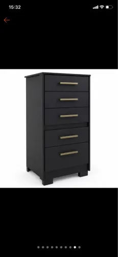cômoda quarto 5 gavetas preta