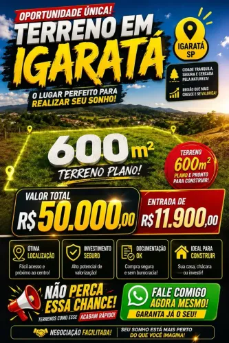Lote/Terreno para venda possui 600 metros quadrados em Centro - Igaratá - SP