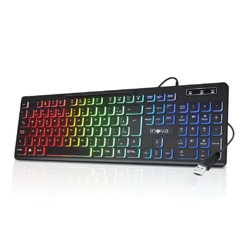 Teclado Gamer RGB Iluminado USB Conforto Silencioso Compatível PC PS4 Xbox