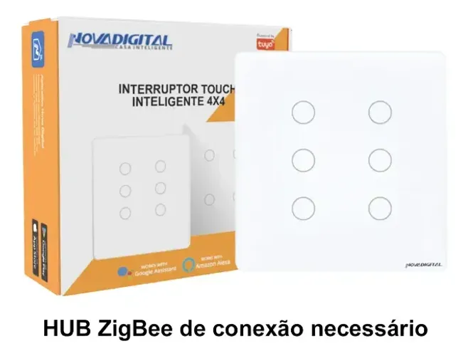 Interruptor Smart 6 Teclas 4x4 Branco Zigbee NovaDigital