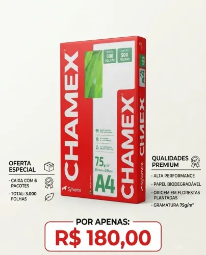 Resma Papel A4 caixa com 8 unidades