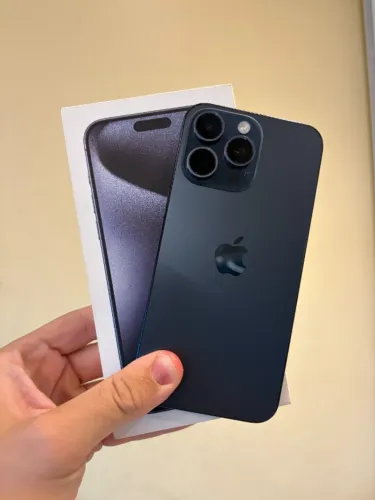 iPhone 15 Pro Max 256GB Azul Titanium - Bateria 85% - Com Caixa - Cartao ate 18x