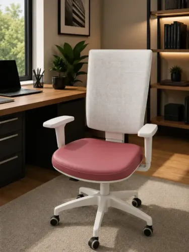 Cadeira De Escritorio Ergonomica Giratoria Base Branca Tela Slyder Plaxmetal