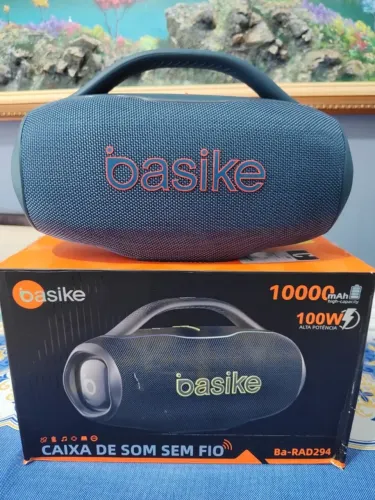 Caixa de som sem fio prova d`água IPX6 100W RMS 10.000 mAh até 6 horas Basike Ba-RAD294