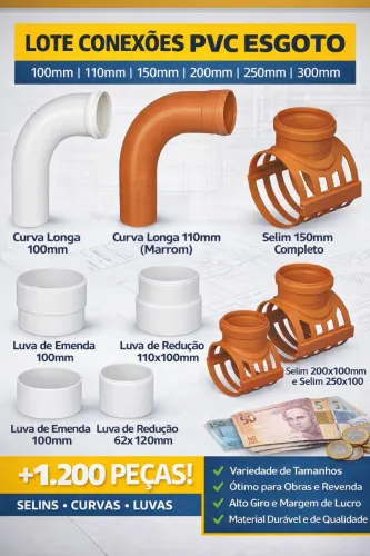 Conexões Pvc Esgoto Selim Curva Luva Lote 1200 Peças 