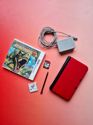 Nintendo 3DS XL Vermelho 64Gb Lotado de Jogos + Jogo Mídia Física