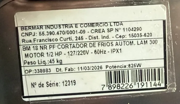 FATIADOR AUTOMÁTICO BERMAR LÂMINA 30cm