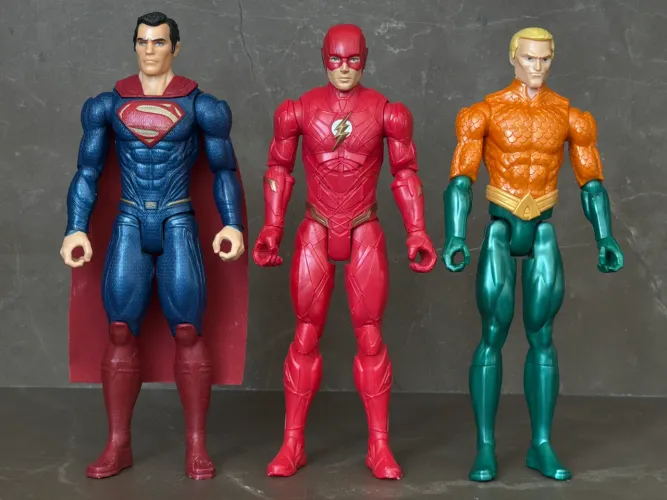 Bonecos DC originais 30 cm Superman Flash e Aquaman