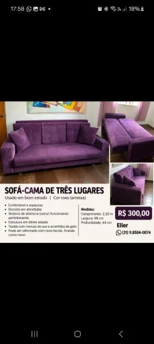 Sofa Cama Retrátil de 3 lugares