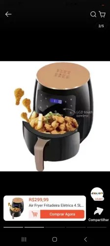 Vendo air fryer digital capacidade 4,5 painel digital inteligente tecnologia de 360°