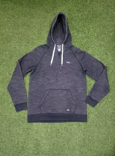 Blusa Moletom Vans Tam G Masculino Canguru Com Capuz E Botões Gola Henley Usado Original