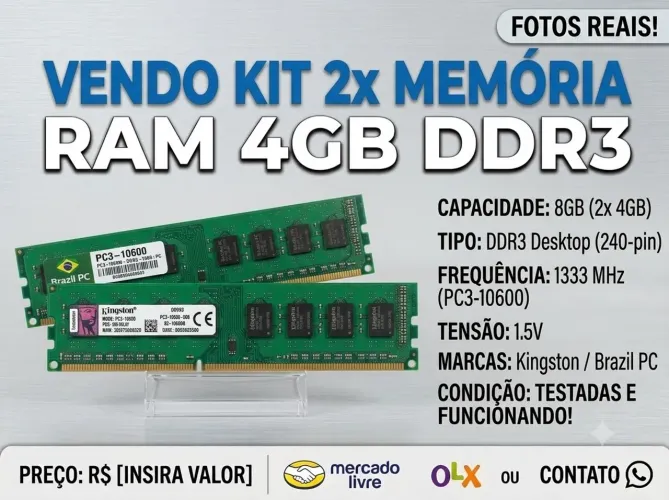 Memórias RAM DDR3 4G